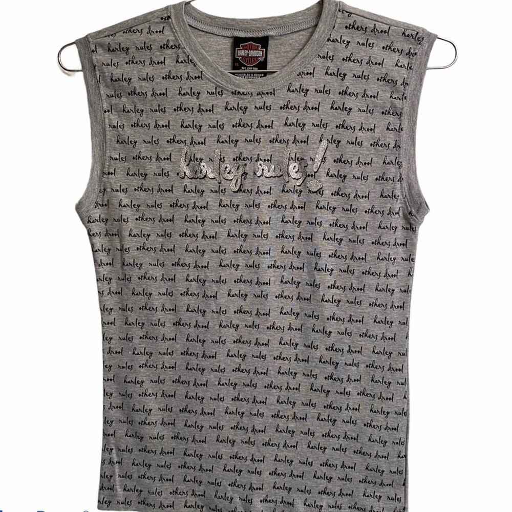 Harley Davidson Women's XL Gray Harley Rules Sleeveless Shirt HD of Utica NY